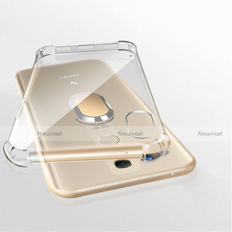 Ultra-thin Transparent TPU Soft Case with Magnetic Finger Ring Stand S01 for Huawei Mate 20 Lite