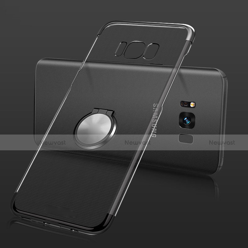 Ultra-thin Transparent TPU Soft Case with Magnetic Finger Ring Stand S01 for Samsung Galaxy S8