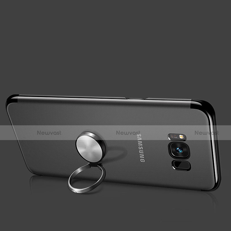 Ultra-thin Transparent TPU Soft Case with Magnetic Finger Ring Stand S01 for Samsung Galaxy S8 Plus