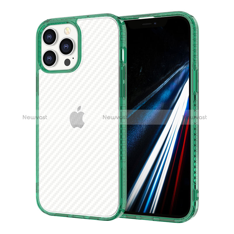 Ultra-thin Transparent TPU Soft Case YJ1 for Apple iPhone 12 Pro Max Midnight Green