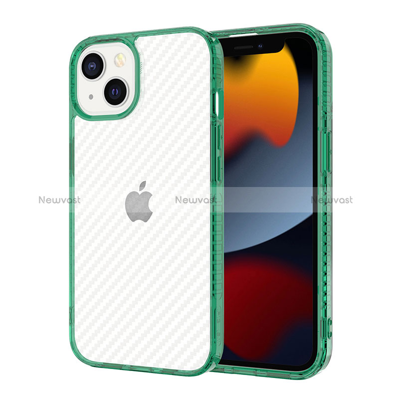 Ultra-thin Transparent TPU Soft Case YJ1 for Apple iPhone 13 Midnight Green