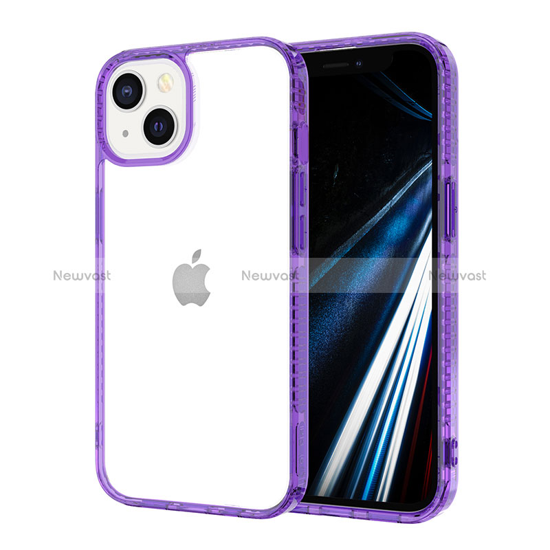 Ultra-thin Transparent TPU Soft Case YJ2 for Apple iPhone 13 Purple