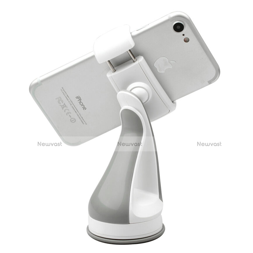 Universal Car Suction Cup Mount Cell Phone Holder Cradle H08 Silver