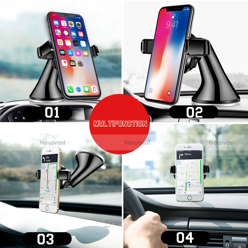 Universal Car Suction Cup Mount Cell Phone Holder Cradle H14 Black