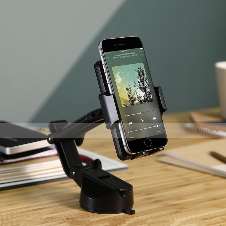 Universal Car Suction Cup Mount Cell Phone Holder Cradle H17 Black