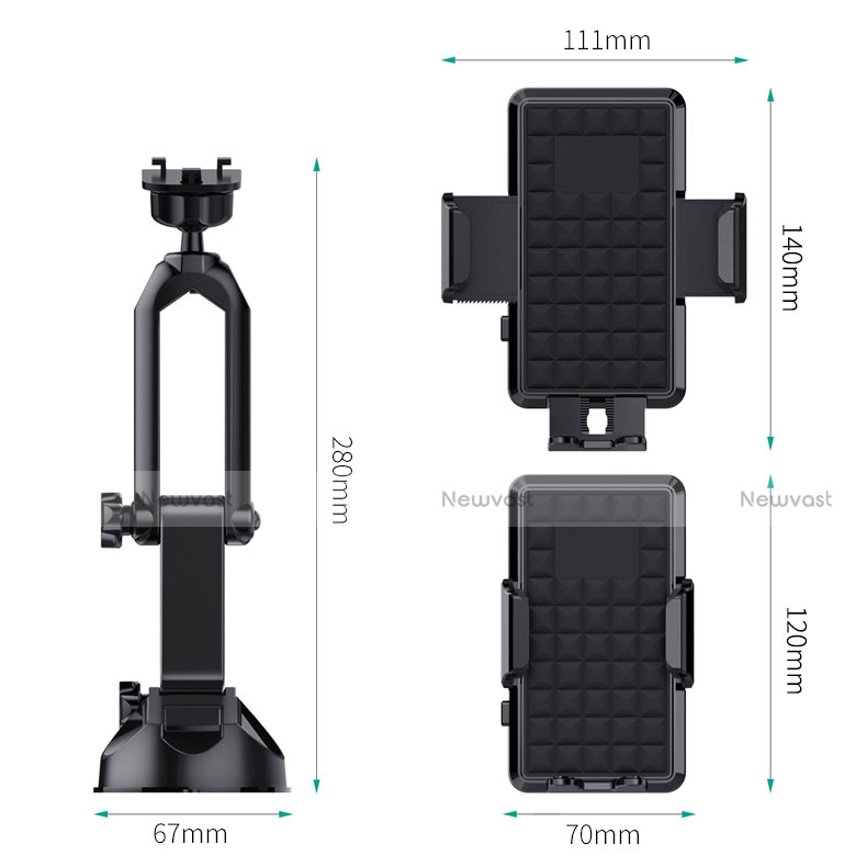 Universal Car Suction Cup Mount Cell Phone Holder Cradle H17 Black