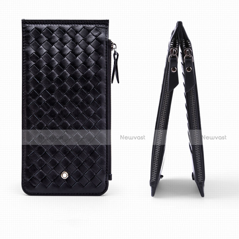 Universal Diamond Leather Wristlet Wallet Handbag Case Black