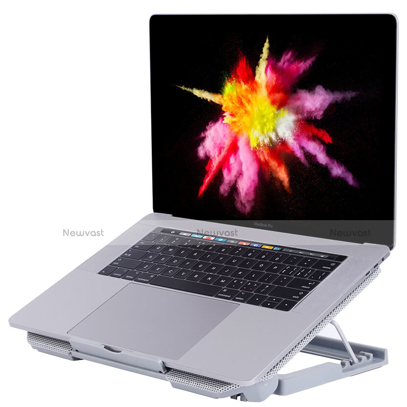 Universal Laptop Stand Notebook Holder Cooling Pad USB Fans 9 inch to 16 inch M16 for Samsung Galaxy Book Flex 15.6 NP950QCG Silver