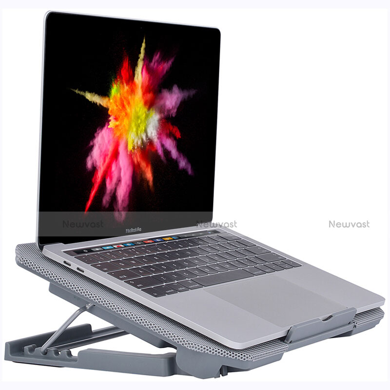 Universal Laptop Stand Notebook Holder Cooling Pad USB Fans 9 inch to 16 inch M16 for Samsung Galaxy Book S 13.3 SM-W767 Silver