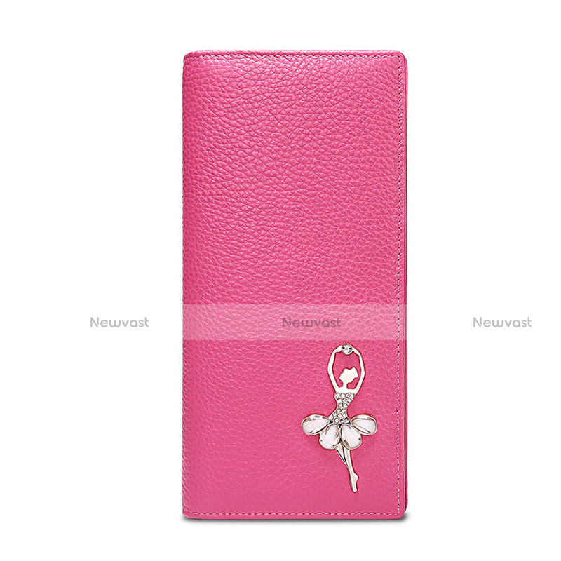 Universal Leather Wristlet Wallet Handbag Case Dancing Girl Hot Pink