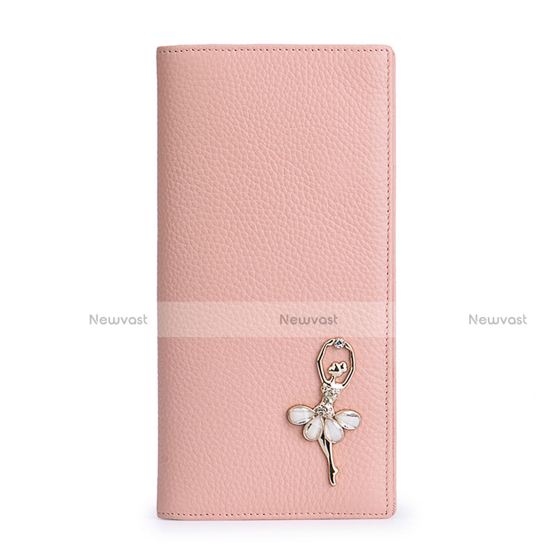 Universal Leather Wristlet Wallet Handbag Case Dancing Girl Pink