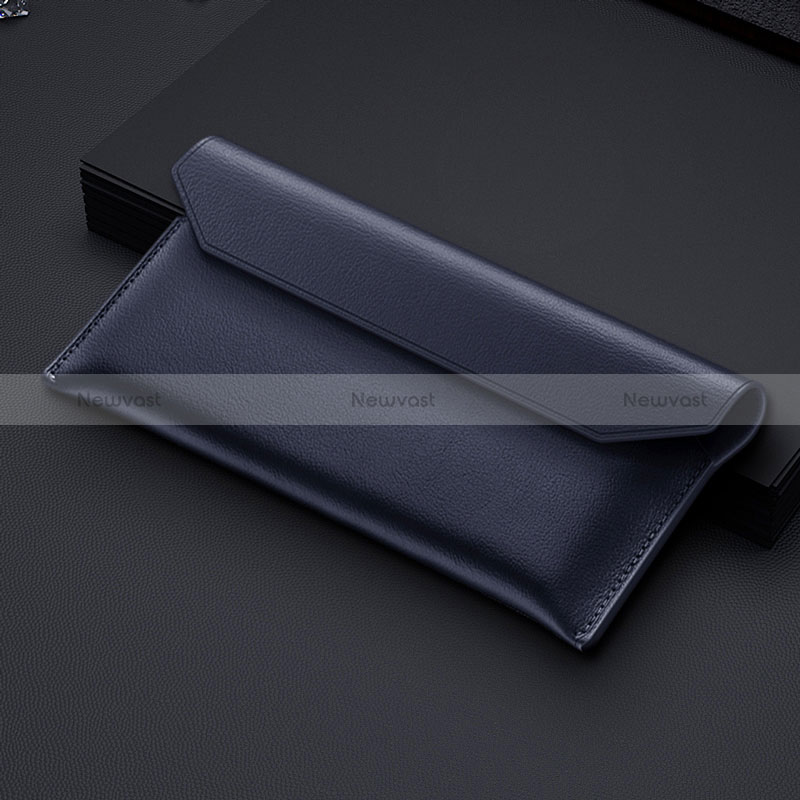Universal Leather Wristlet Wallet Handbag Case for Samsung Galaxy Z Fold2 5G Blue