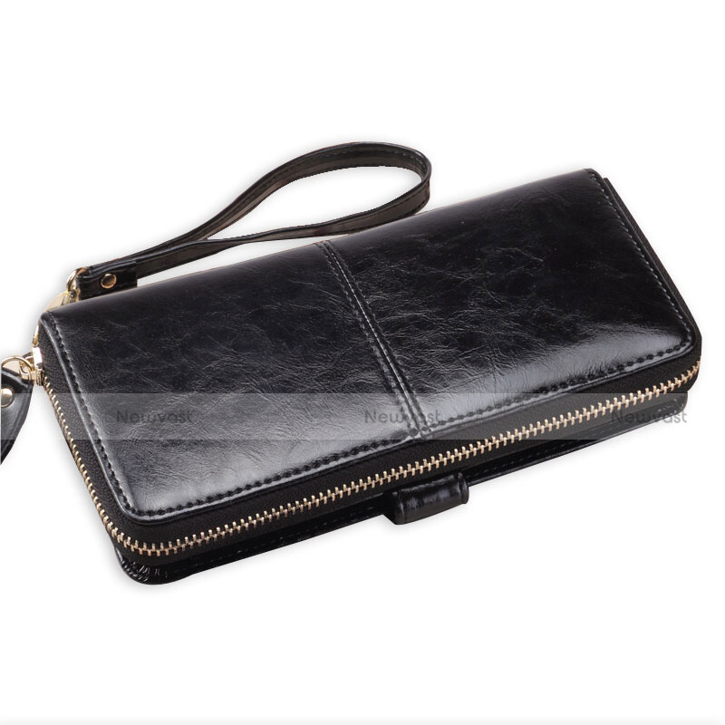 Universal Leather Wristlet Wallet Handbag Case H02 Black