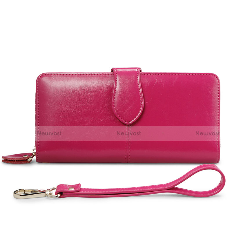 Universal Leather Wristlet Wallet Handbag Case H02 Hot Pink