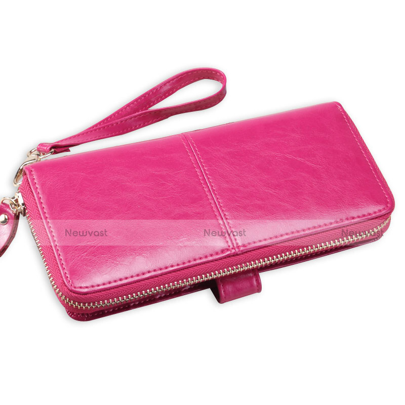 Universal Leather Wristlet Wallet Handbag Case H02 Hot Pink