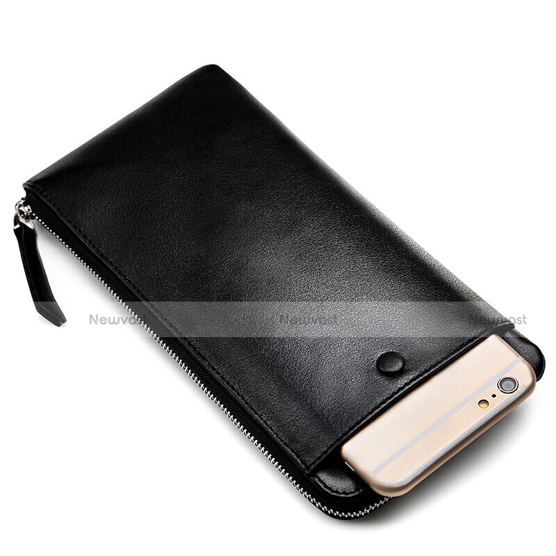 Universal Leather Wristlet Wallet Handbag Case H05 Black