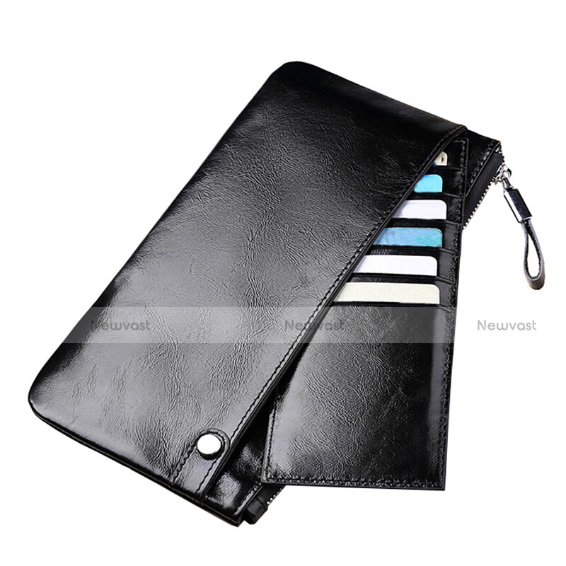 Universal Leather Wristlet Wallet Handbag Case H08 Black