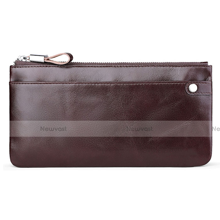 Universal Leather Wristlet Wallet Handbag Case H08 Brown
