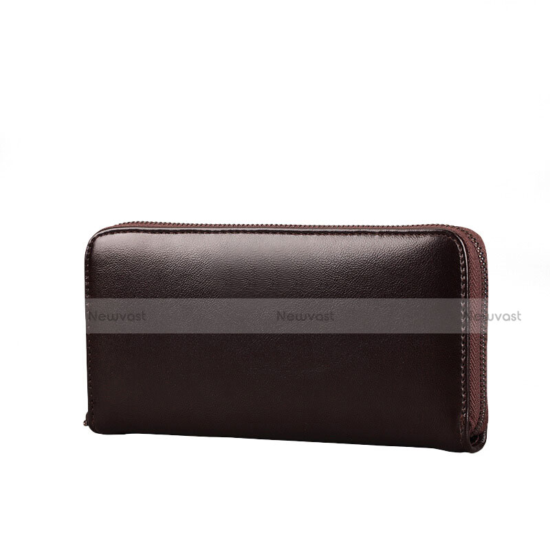 Universal Leather Wristlet Wallet Handbag Case H10 Brown