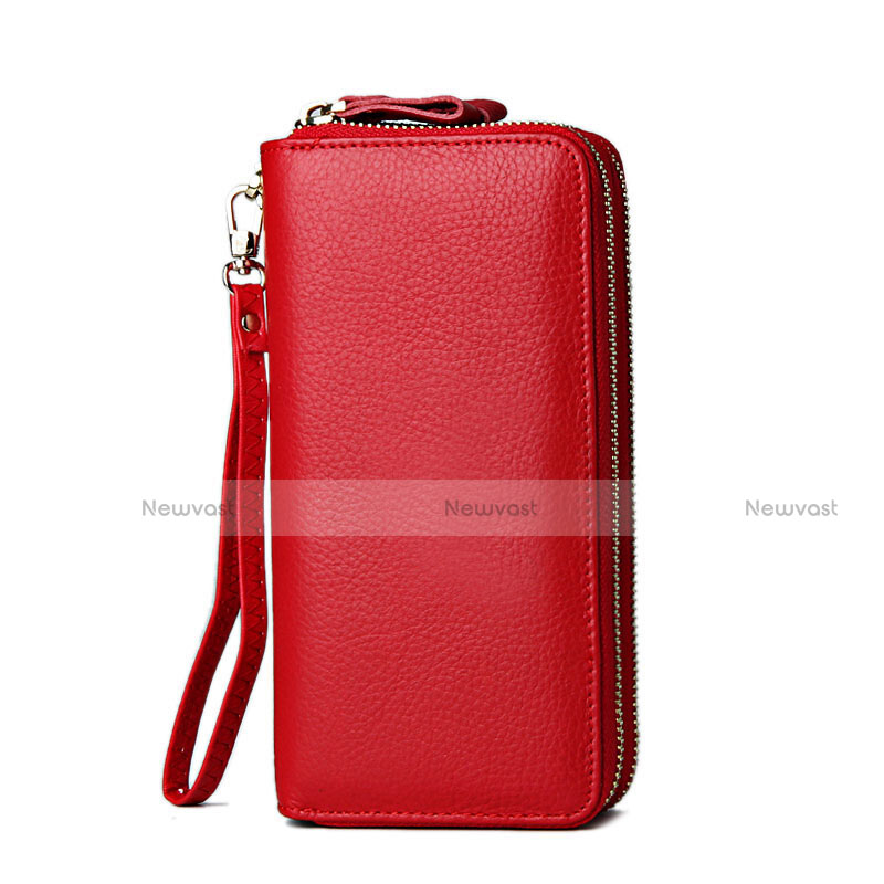 Universal Leather Wristlet Wallet Handbag Case H21 Red
