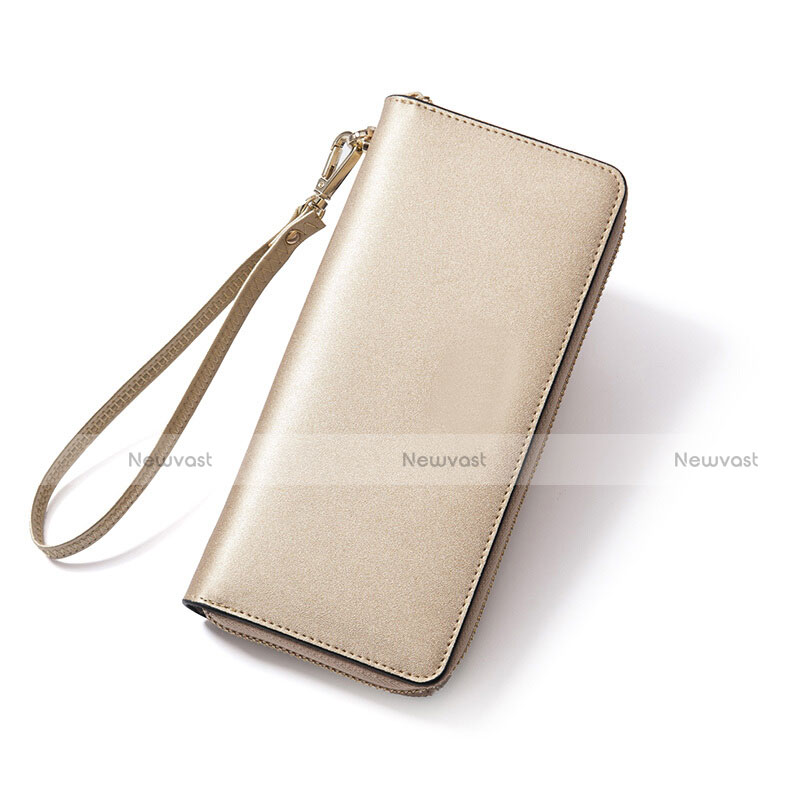 Universal Leather Wristlet Wallet Handbag Case H24 Gold