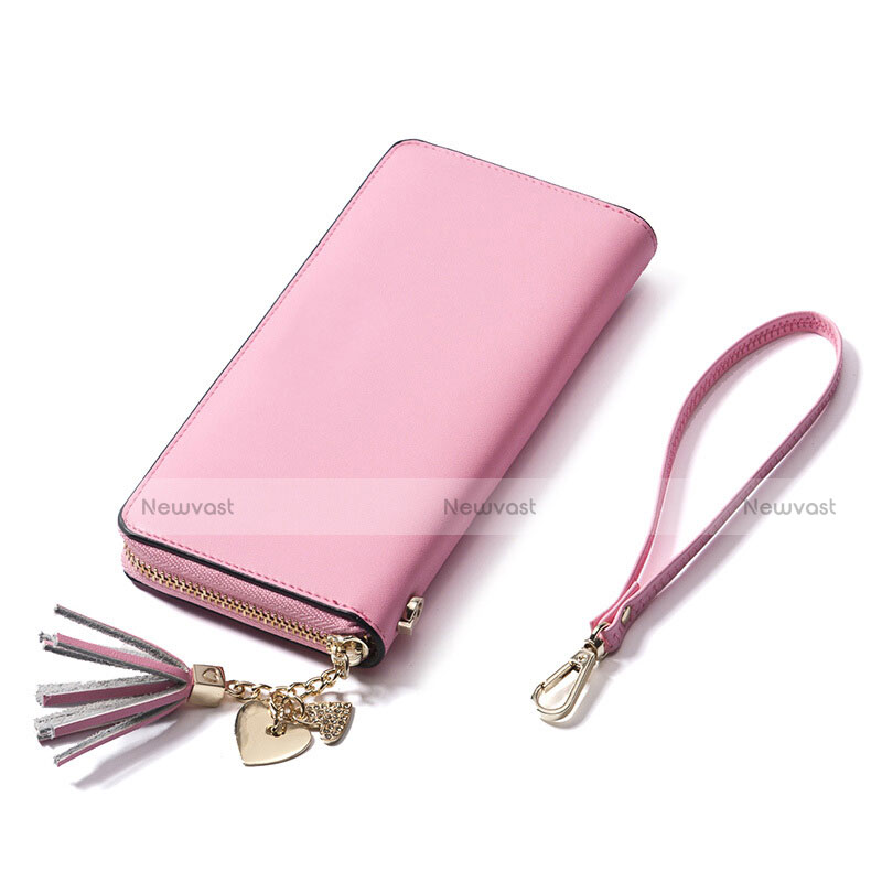 Universal Leather Wristlet Wallet Handbag Case H24 Pink
