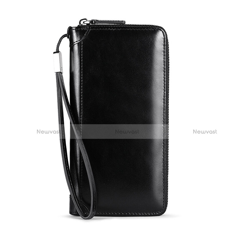 Universal Leather Wristlet Wallet Handbag Case H32 Black