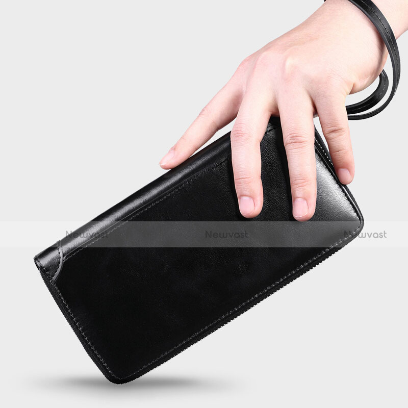 Universal Leather Wristlet Wallet Handbag Case H32 Black