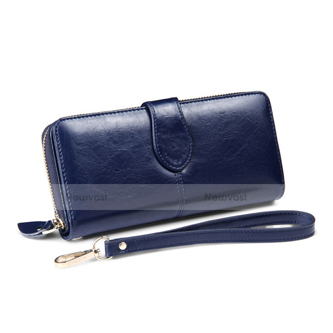 Universal Leather Wristlet Wallet Handbag Case H33 Blue