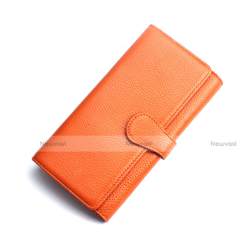 Universal Leather Wristlet Wallet Handbag Case K02 Orange