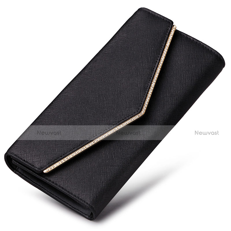 Universal Leather Wristlet Wallet Handbag Case K03 Black