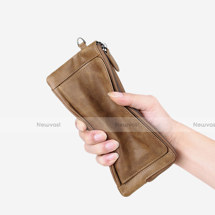 Universal Leather Wristlet Wallet Handbag Case K04 Brown