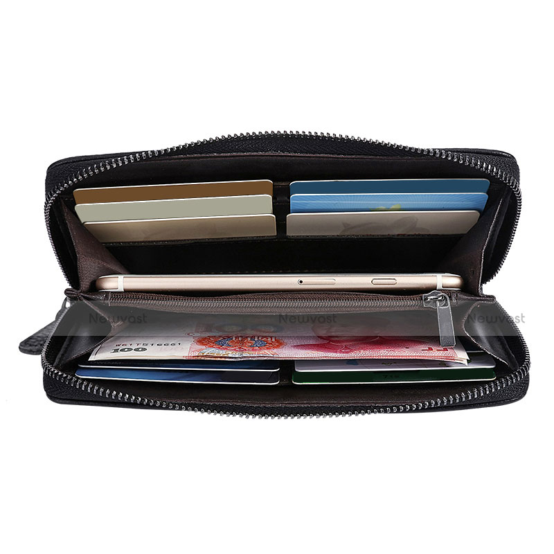 Universal Leather Wristlet Wallet Handbag Case K07 Black