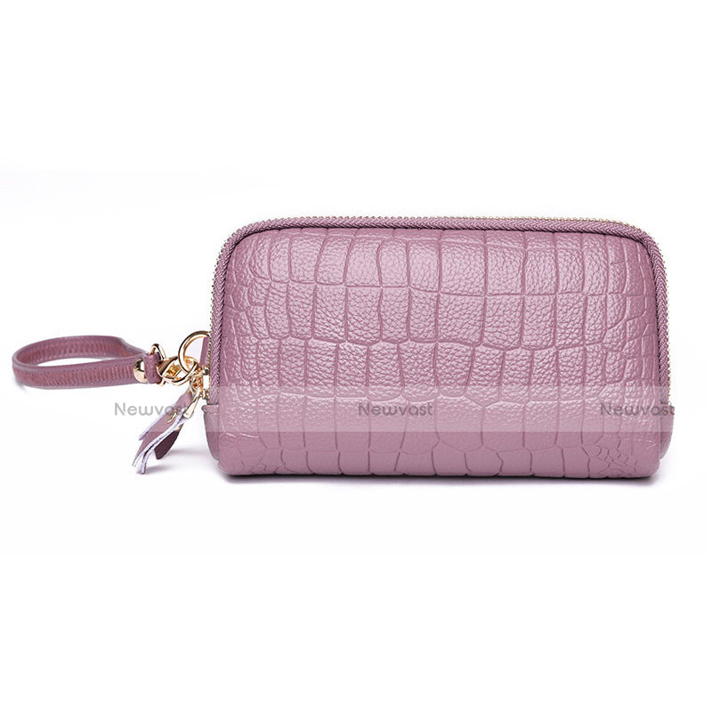 Universal Leather Wristlet Wallet Handbag Case K09 Rose Gold