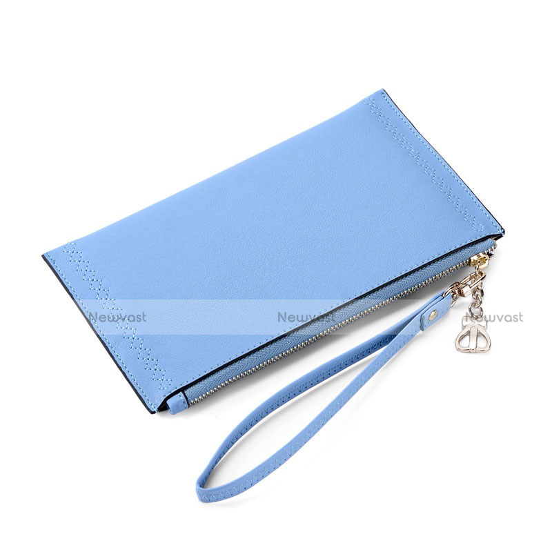 Universal Leather Wristlet Wallet Handbag Case K15 Blue