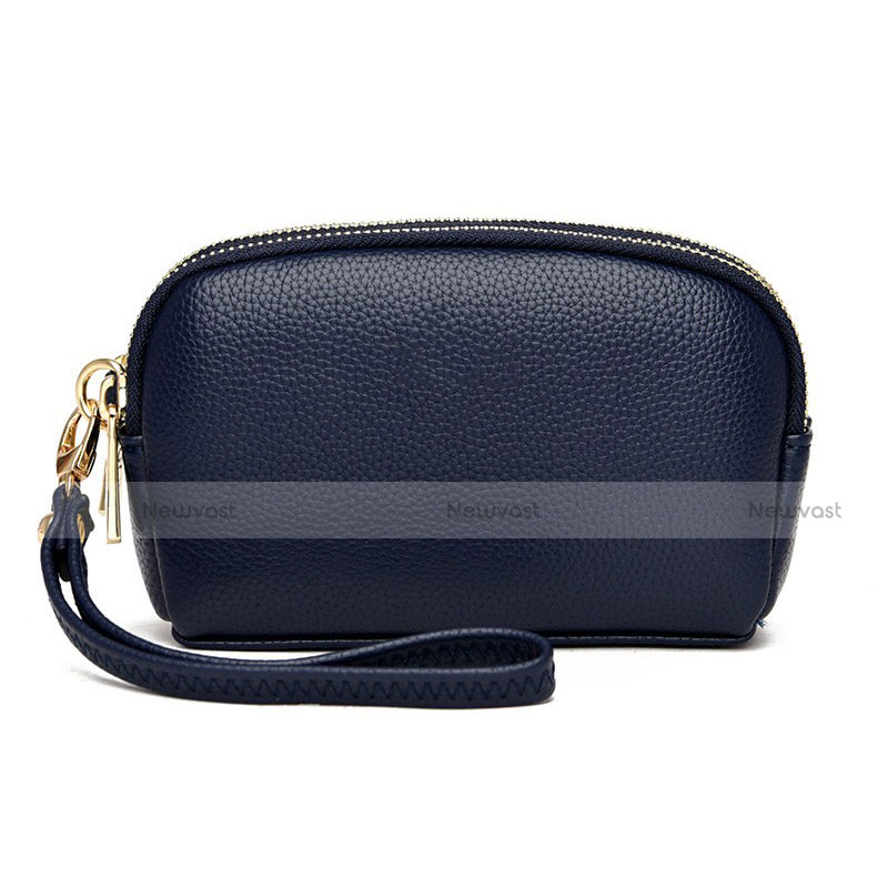 Universal Leather Wristlet Wallet Handbag Case K16 Blue