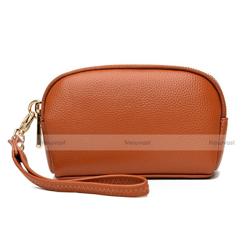 Universal Leather Wristlet Wallet Handbag Case K16 Orange