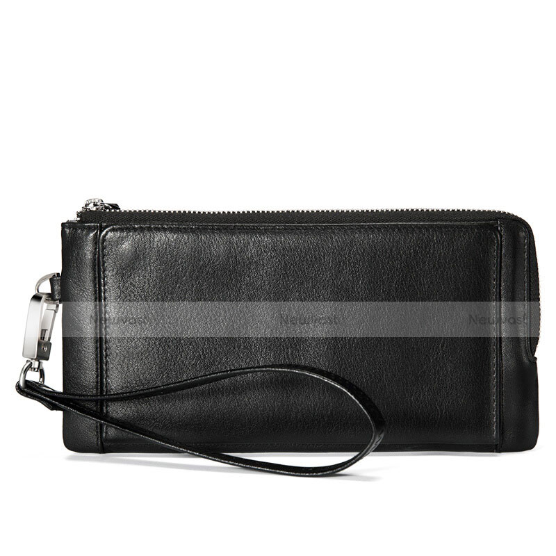 Universal Leather Wristlet Wallet Pouch Case Black