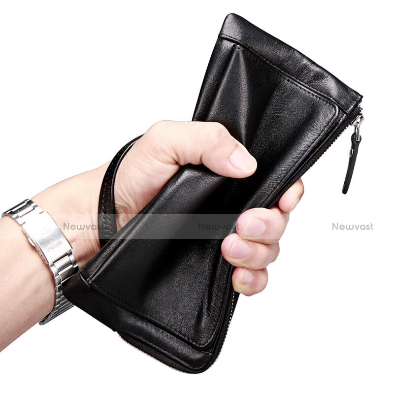 Universal Leather Wristlet Wallet Pouch Case Black