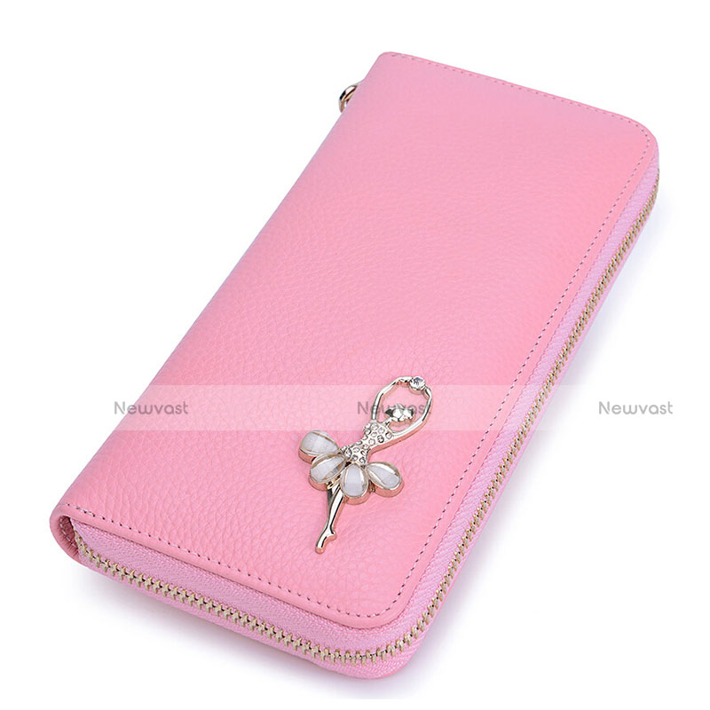 Universal Leather Wristlet Wallet Pouch Case Dancing Girl Pink