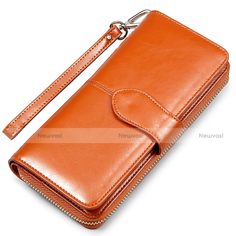 Universal Leather Wristlet Wallet Pouch Case H02 Brown