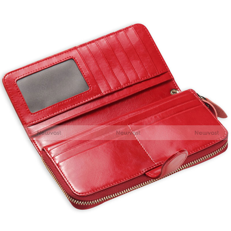 Universal Leather Wristlet Wallet Pouch Case H02 Red