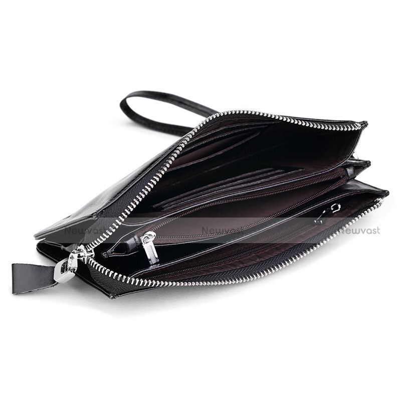Universal Leather Wristlet Wallet Pouch Case H07 Black