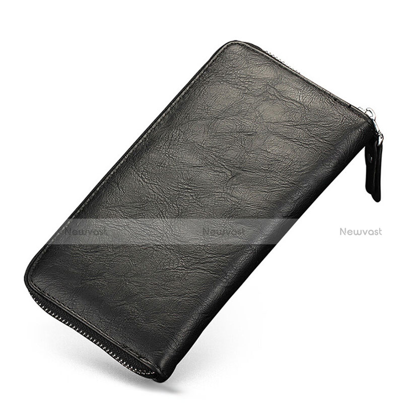 Universal Leather Wristlet Wallet Pouch Case H09 Black