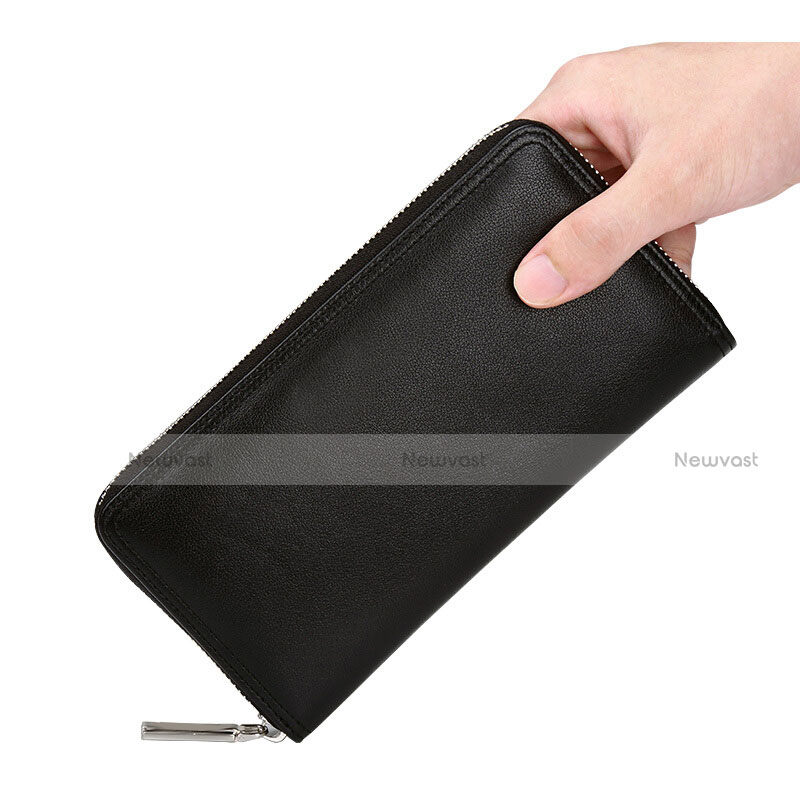 Universal Leather Wristlet Wallet Pouch Case H12 Black
