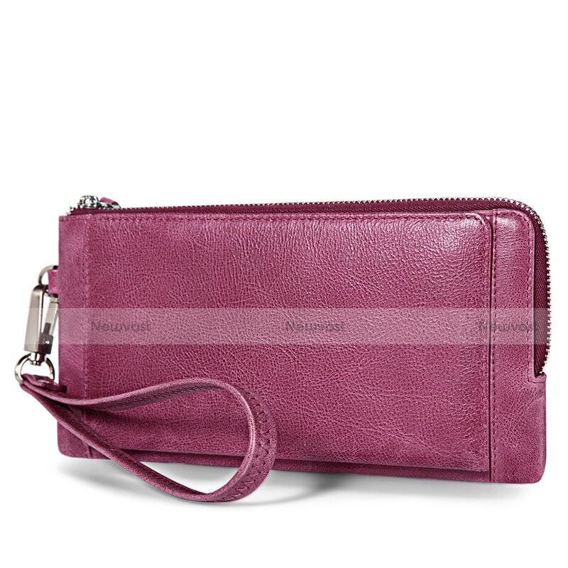 Universal Leather Wristlet Wallet Pouch Case Purple