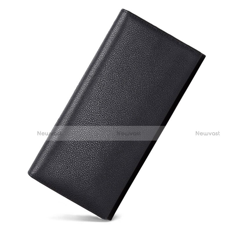 Universal Lichee Pattern Leather Wristlet Wallet Handbag Case Black