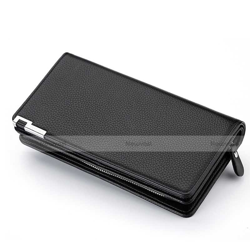 Universal Lichee Pattern Leather Wristlet Wallet Handbag Case H37 Black