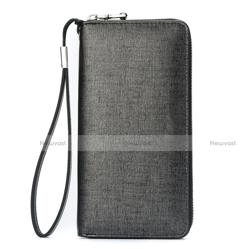 Universal Silkworm Leather Wristlet Wallet Handbag Case H04 Gray