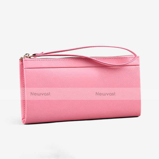 Universal Silkworm Leather Wristlet Wallet Handbag Case Pink